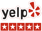 graphic of five stars on yelp